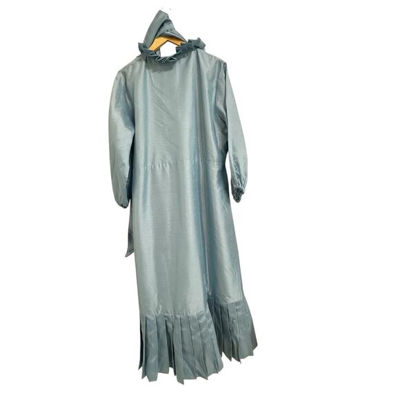 Sue Sartor Pleated flounce maxi mist raw silk taffeta dress size XL $595 - Picture 8 of 8